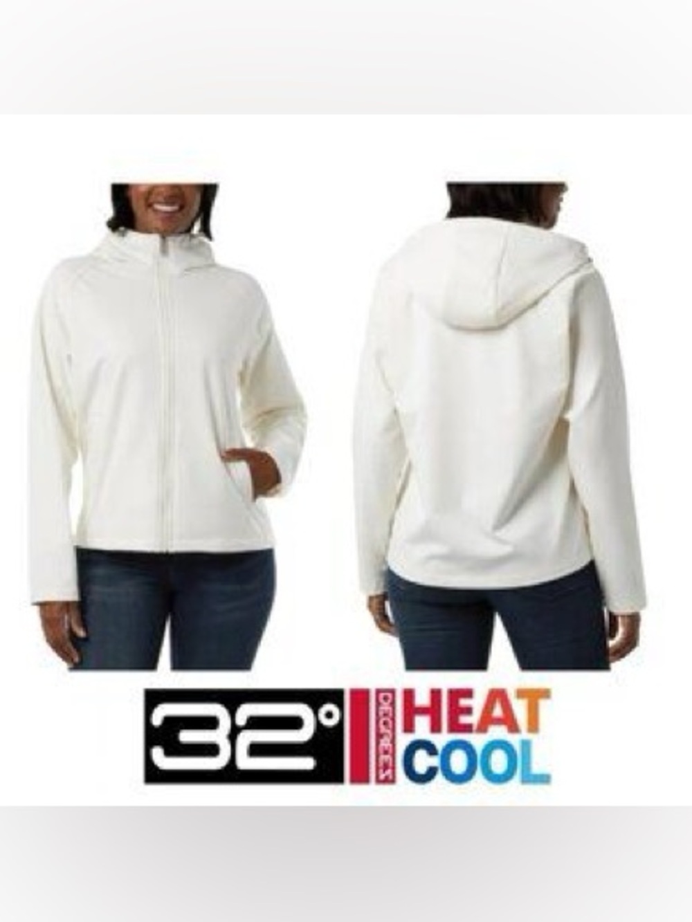 32 Degrees Heat Women's Fleeced Line Hooded Full Zip Softshell Jacket Size XL